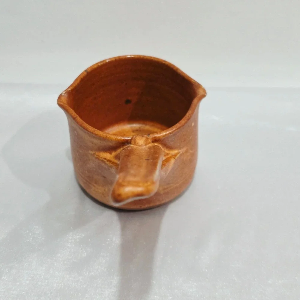 Flame 2007 Studio Pottery Ceramic Pot Syrup Butter Warmer Rustic Farm Home Decor